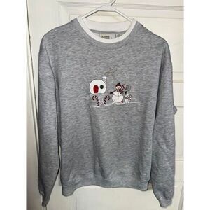 Classic Elements Winter Holiday Snowman Graphic Crewneck Sweatshirt Grey Size XL